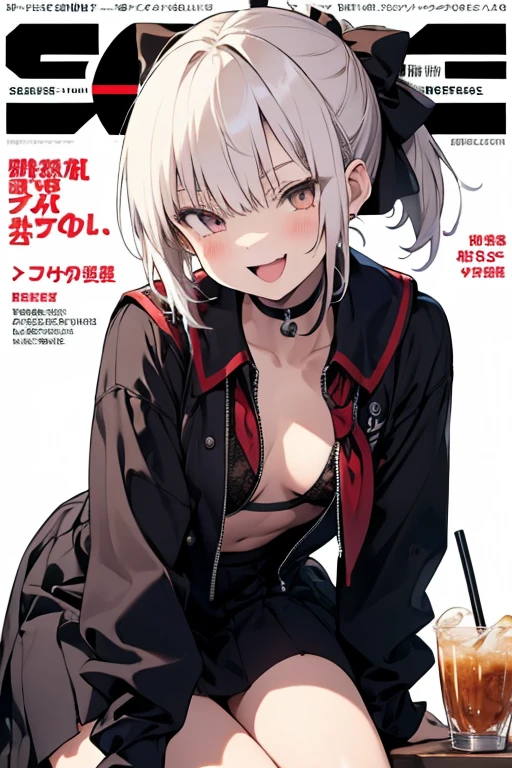 1girl, solo, wolf girl, wolf ears, short eyebrows, Animal ears, purple nails, white skin,  big breasts, (hair over eyes:1.1), ringed eyes, pink pupils, silver hair, long hair,, Asymmetrical bangs, Braid, (police:1.4), (handcuffs:1.2), (aroused:1.2), (hair fan), light blush, open coat, you gonna get eaten, sideboob, webcam, cyberlive, livestream,(cowboy shot:0.8), (expressions), ((databook)), (annotated:1.4), ((costume chart)), ((((how to)))), (text:1.4), (hips:1.6), nsfw
