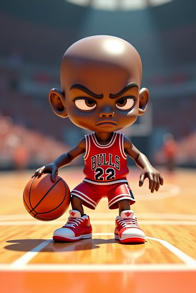 3D caricature of cutest boy (Michael jordan) with basket ball in her hand, high textures, 4k, high resolution, dreamlikeart