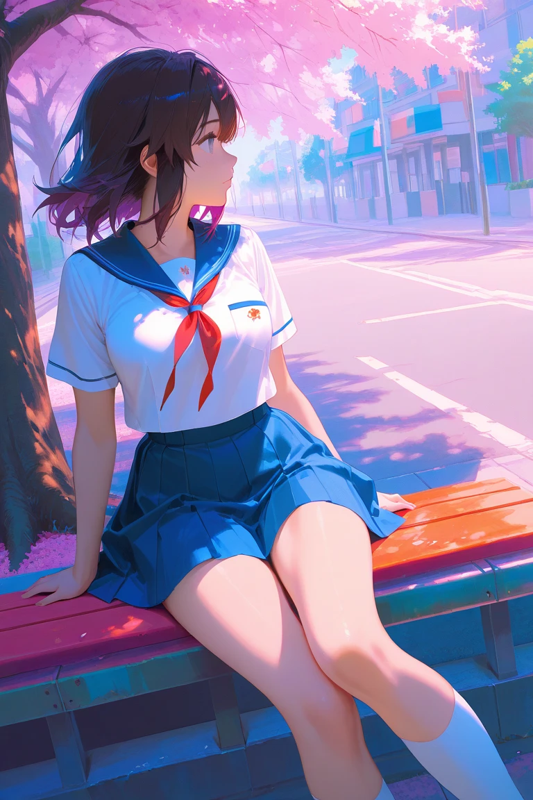 (Girl with a nasty appearance:1.3)、(natta:1.5)、(and chest:1.4)、Raw photography, top-quality, hight resolution, (masterpiece), (Photorealsitic:1.4), (Mole under the eyes),Anime Cosplay, foco nítido, nffsw, 8K分辨率, intricate detailes, depth of fields, the Extremely Detailed CG Unity 8K Wallpapers, front lit, femele,25-years old、 Happy face、(Side ponytail hair:1.5)、(In his right hand he holds an ice cream:1.5)、see -through、(Medium blue hair)、blue eyess,(Skirt to trainers:1.5)、(Park at night:1.3)、shining sky
