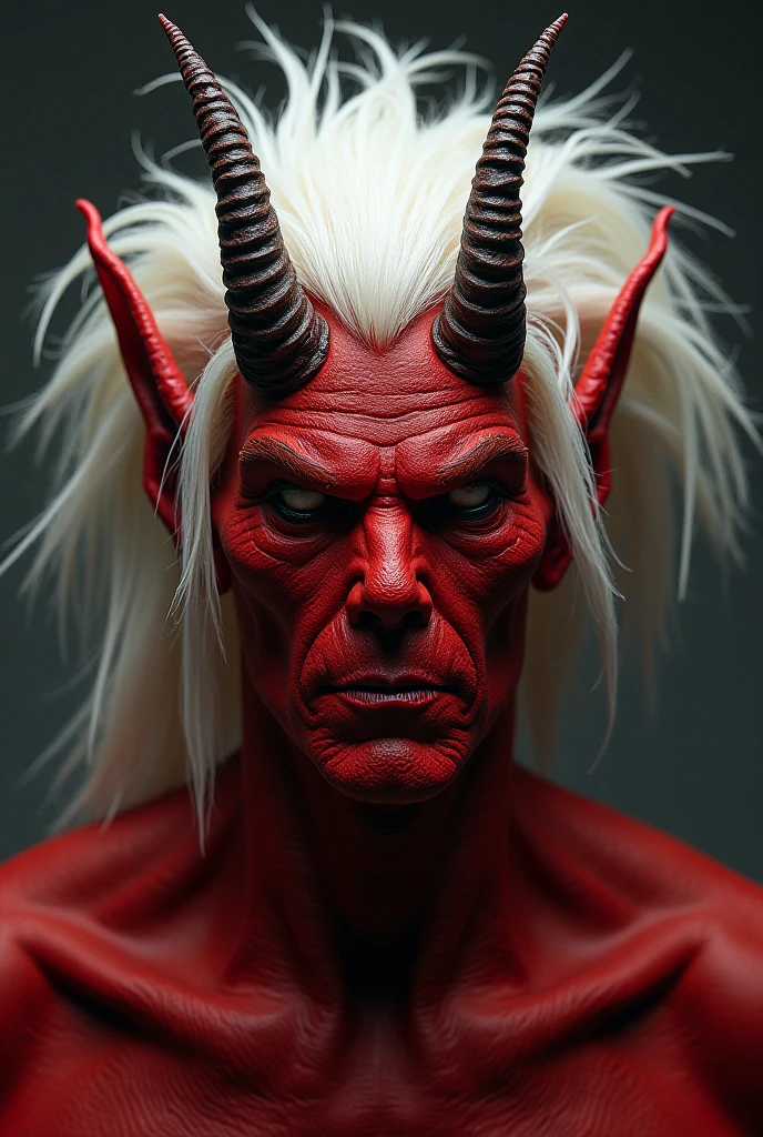 Red haired man with a tattoo and a devilish head, Demonio masculino en forma With horns blancos., Male Demon, fantasy male portrait, With horns, Lucifer, huMale Demon Man, horns and red eyes, Male Demon Man, demon horns, lienzo al óleo de Lucifer, demon boy, half human demon portrait, hyperrealistic fantasy art, Dark fantasy mixed with realism.