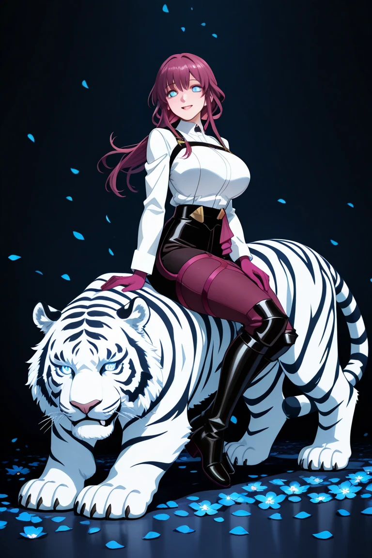 in style of Santiago Caruso,in style of Albert Pinkham Ryder,in style of Arthur Wardle
BREAK
1 girl,{a huge white tiger stand behind:1.7},the tiger's face on the girl's shoulder,character concept design,{devil girl:1.7},long_skirt,incredibly long red hair,sitting posture,leaning,lend 1 legs,1 hand on the lower jaw,hands supporting the body,silk stockings
BREAK
gravure_pose,{top view:2.8},{from above:2}