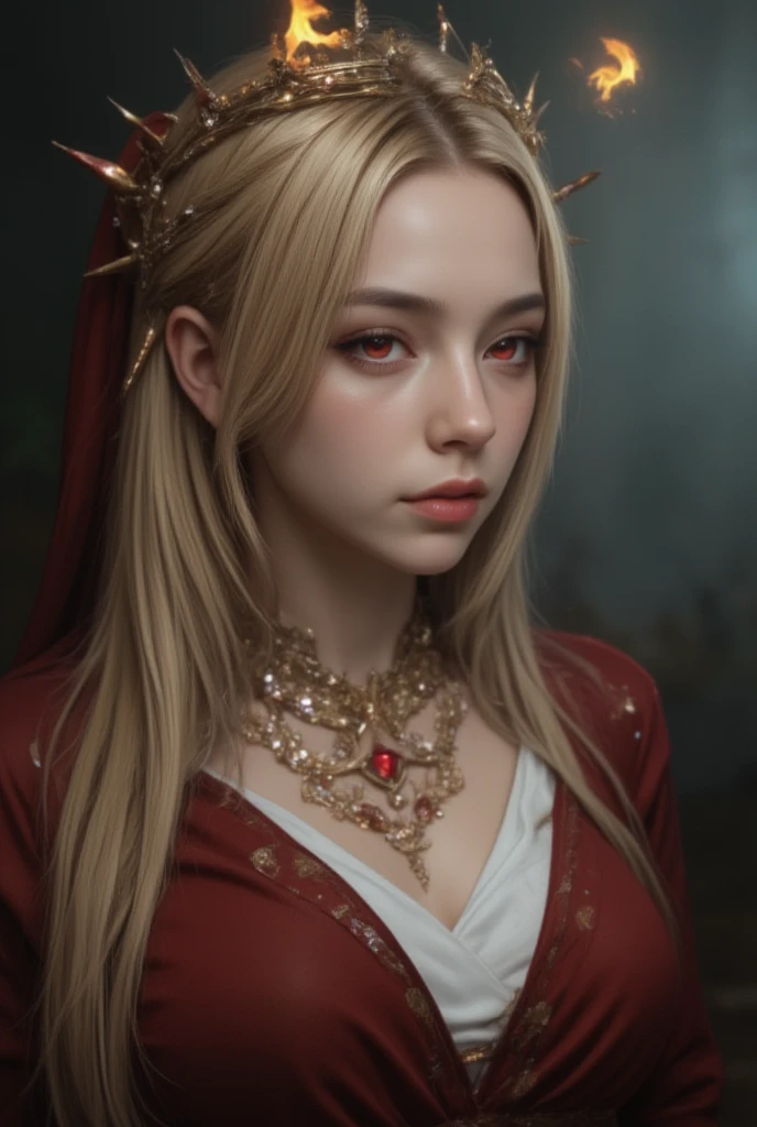 ((極端なディテール)),(Ultra-detailed), extremely detailed CG unity 8k wallpaper, Velvet, statuette, Red Hood, crop-top, Star headdress, puffy sleeves, lips, looking at the side, a closeup of a, Head rotation, Black background