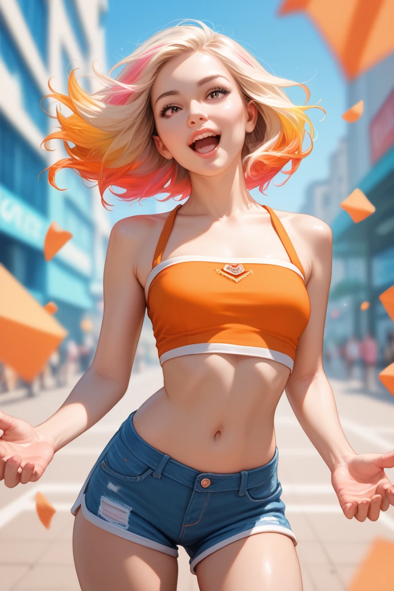 (ultra realistic,32k, masterpiece:1.2),(high detailed skin:1.1),( high quality:1.1),
<lora:JennyTest1-10_0608:0.8>jenny test,happy,short hair, blonde hair, blue eyes, tube dress, short dress,(strapless, halterless, sleeveless:1.3),(cleavage:1.2),city park, sunshine, cherry blossoms, blurry background,, huge breast,large breast,fighting stance, <lora:add_detail:0.99>,
(soft shaded neon light:1.1),