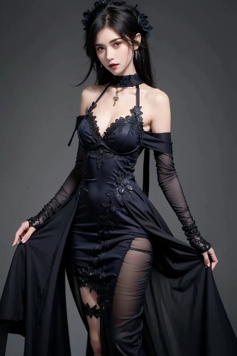 (extremely detailed, best quality), floating, an extremely delicate and beautiful dream-like scene,, , [(1girl),(long black hair), detailed face, choker collar, tight black dress, standing at the club, (close shot), (mysterious atmosphere):1.5],, , [(demon wings),(fluffy cat),(floral bouquet),(fairytale), (sunshine),(soft light),(pastel colors),(glitter):0.8]