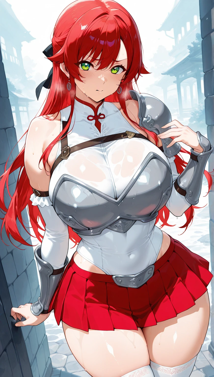 professional artwork, Intricate Details,(masterpiece, best quality), sharp focus, detailed painting, photorealistic lighting, trending on pixiv, red glowing eyes, asmodeusoutfit, underboob, smirk, blushing, dark, gloomy, dramatic lighting, fog, mist, god rays, fantasy landscape, day, sunny sky, castle, walking, girl, sexy, close up, red blood hair color, mature female,Beautiful Finger,Beautiful long legs,Beautiful body,Beautiful Nose,Beautiful character design, perfect eyes, perfect face, extremely detailed CG unreal engine 8k wallpaper, perfect lighting,Colorful, Bright_Front_face_Lighting, ultra high res,4K,ultra-detailed, photography, 8K, HDR, highres, (small boobs), rich detailed lips, rich detailed lipstick, beautiful detail eyes, (upper body, half body shot),
asaemon_sagiri, (solo:1.4)