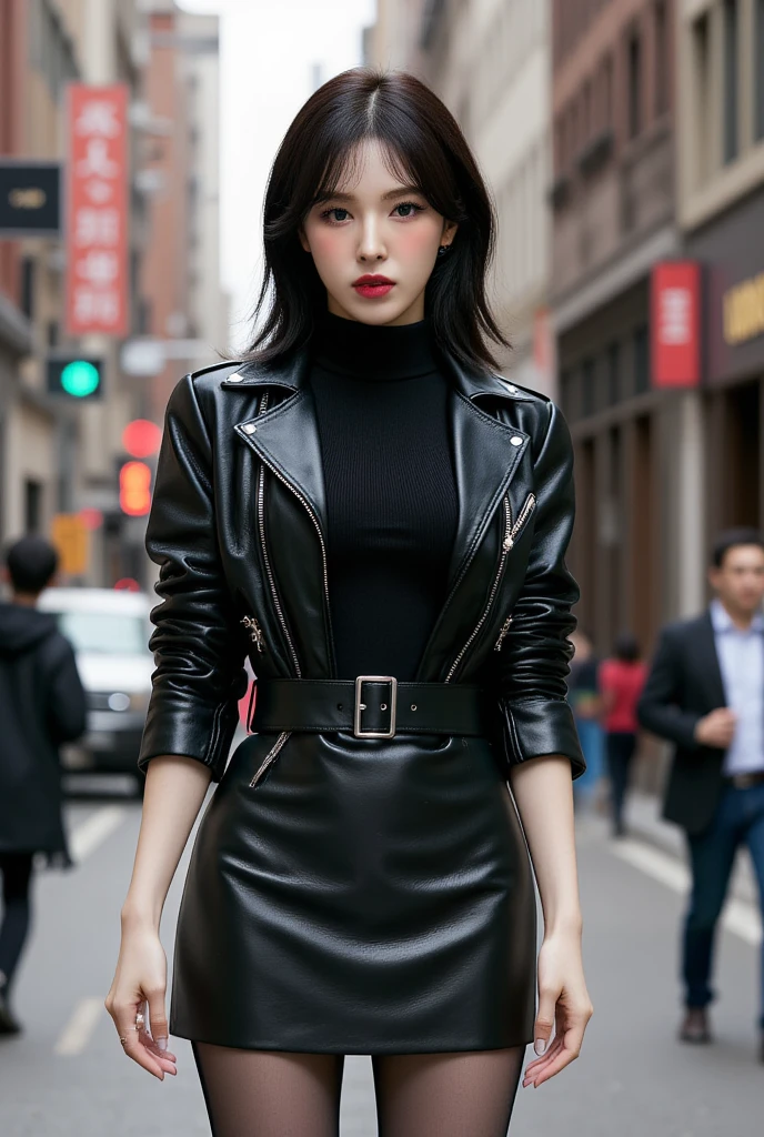 Beautiful girl with realistic black eyes, pale skin, medium length black hair, perfect face, perfect eyes, wearing a coat, very detailed, comprehensive movie, digital painting, 8K, cinematic lighting, highest quality, High resolution, well done!, Post-processing, perfect result, surreal,big breasts,NSFW:0.9