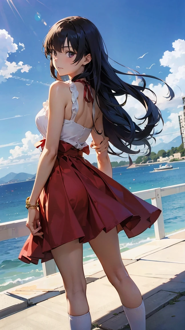 skirt lift、skirt lift、show off panties、Random hair color、8K, highest quality, masterpiece, Ultra-detailed、Young face、17 years old、full lips、Blushing、lipstick、Big Breasts、Perfect hands、Detailed hand、dutch angle、blunt bangs、in the car,Random Panties、Showing panties、Blushing、Feeling embarrassed、seaside,blush,babydoll、