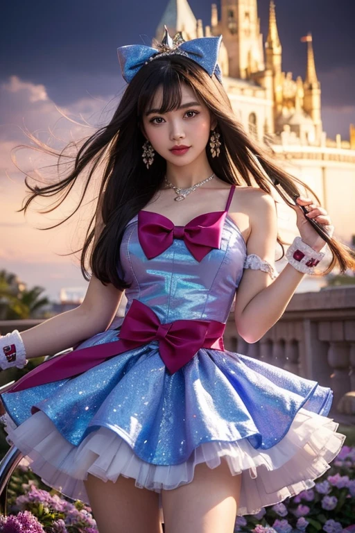 ((Best resolution)), ((high quality:1.2)), Work of art, 8k, extremely detailed, ((High detail:1.2)), (HotLexi woman), 1girl, Solo, Korean Ulzzang female with 24 years old, (gift ribbons outfit), (beautiful perfect face:1.23), (perfect hourglass hot body),