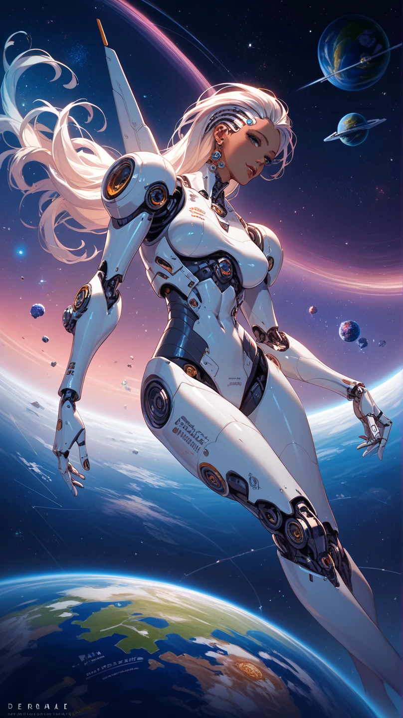(((low angle shot))), ((women fighting in war wearing ultra thin translucent bikini with gorgeous muscular long legs)), ((pink silver black)), prismatic, reflective, ((ultra perfect flowing hairstyle)), (((huge natural breasts, tan lines))), ((perfect radiant skin color)), ((super colourful)), (((cinematic sunset gorgeous skies))), (((detailed spaceship background and incredibly sci-fi retro art masterpiece))), (((1:1 scale proportions))), ((science fiction)), ((chrome spaceships)), (((ultra photorealistic realism))), ((Smooth curves, clean lines, streamlined, functional aesthetics, reflective surfaces, integrated lighting, giant floating spaceships, engraved Egyptian and spiritual motifs)), ((acrylic plastic robot))