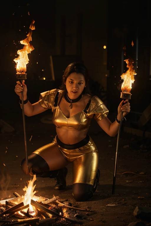 lady, darkskin lady, kamehameha, kamehameha move, kamehameha fire, brown kid, hair till shoulder, hair up, hair like goku, dragon ball, goku, vegeta, anime, cartoon, black kid, young, big hair, Super Saiyan hair, hair like Super Saiyan 2, loading power, fighting stand, angry, normal hands, fighting pose, full body