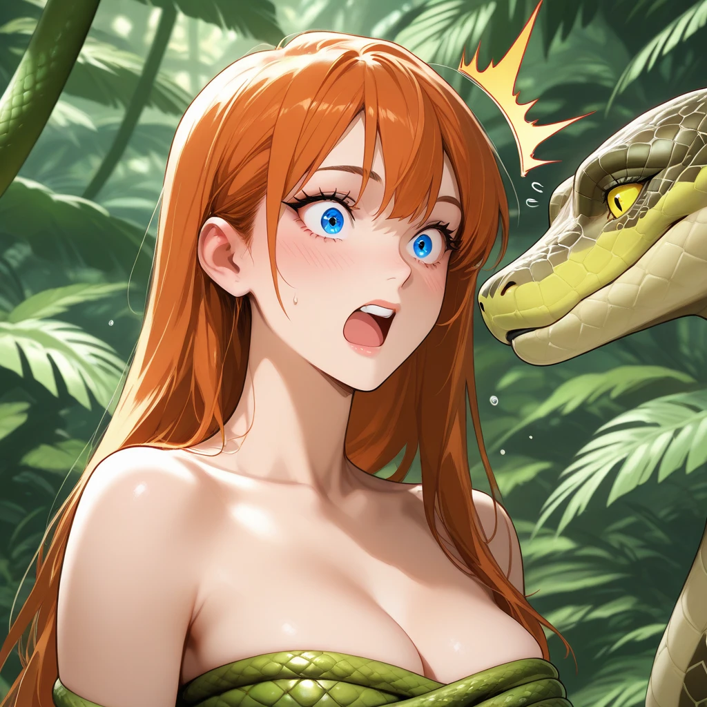 A sweaty exhausted naked cave woman is exhausted and lying on the couch with her butt arched up, her pet blue velociraptor sniffing and deeply tonguing her gaping anus. it has become very aroused and extended its enormous knobby penis (huge glans, shaft the length of its body) she has love on her exhausted face, she is enjoying the dinosaur tonguing her anus