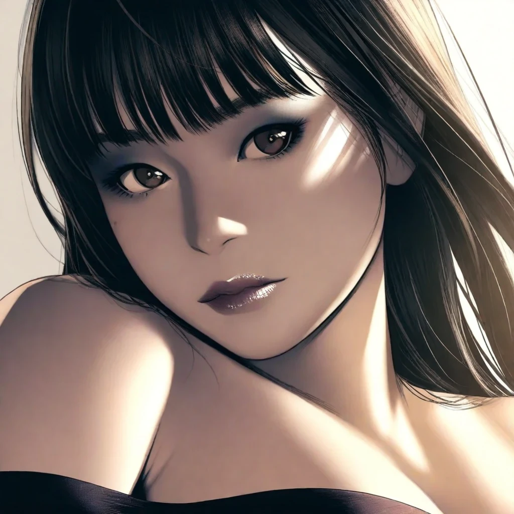 {{{{masterpiece}}}}, {{{best quality}}}, {{highres}}, {{beautiful detailed hair detailed face}}, 1girl, solo, (asian face), lingerie wearing, choker, gigantic breasts, perfect feminine face, blushing, nose blushing, olive eyes, flat face, expressionless, long straight black hair, blunt bangs, symmetrical bangs, beautiful detailed hair detailed face, sharp focus, volumetric lighting, gergous and very charming woman, by sakimichan and alphonse mucha and gil elvgren and william-adolphe bouguereau and greg rutkowski and george kamitani and ilya kuvshinov, outdoor, realistic, oil on canvas, oil painting and digital painting, look at viewer banned:abstract, ugly,duplicate,morbid,mutilated, lowres, bad anatomy, bad hands, text, error, missing fingers, extra digit, fewer digits, cropped, worst quality, low quality, normal quality, signature, watermark, username, doll, photo, grayscale, series,logo,missing arms,longbody,bad fingers seed: