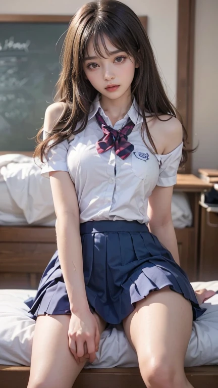Her legs are spread wide and her too-small white cotton panties are visible.、Her white panties made of lace material are visible.、A beautiful young girl with blonde twin tails wearing a sailor suit is leaning on a fluffy white sofa, lifting her white blouse to reveal a white bra, and opening her legs and lifting her skirt to reveal white lace panties., a blond, Photos of very beautiful Nordic-born girls,　12years, Blonde hair ,Seductive open legs pose, 4k, top-quality, hight resolution:1.1), Drawing so that the crotch cloth of the white underwear is visible, tiny panties, white panties made of lace material 、Blue plaid skirt, Red plaid skirt, high school student uniform、 a sailor suit, Cleavage visible from the blouse, The clothes are fluffy, bed room, class room, dining room, tiny chest、 Under hair is transparent、 Nipples are see-through, Wet panties , Angle from your feet, The bra is sheer、 Clothes are see- through、 White panties with ribbon