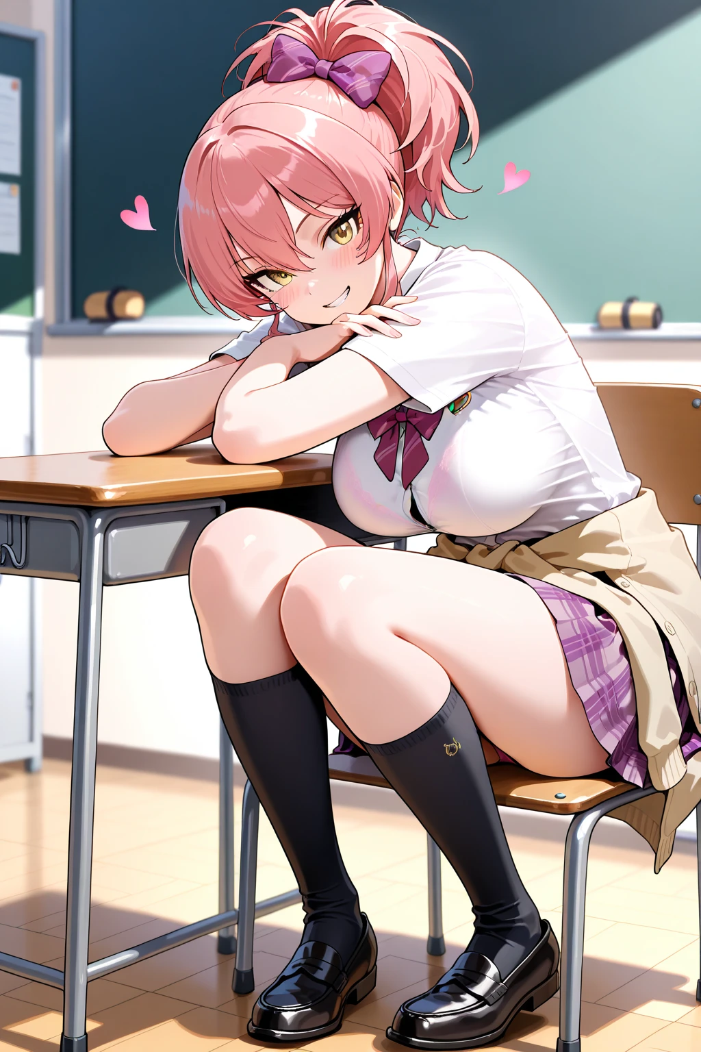 School uniform, ahegao, blush, tongue out, wet, white Stripe blue striped panties, see through, nipple, short