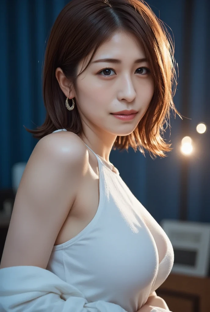 (hair, Ultra-high resolution, Highest quality, masterpiece: 1.2), (Realistic, photoRealistic: 1.37), Very detailed, 1 pretty woman, (slimな顔), (The body is slim), (Brown Hair), (Shortcuts), cheeks turn a little red, (Age 25), Age 25, alone, 窓の外の美しい詳細な都市のnight景, restaurant, wine glassが座る, nightに, NovaFrogStyle in a prominent place, actress, model, Upper Body, White wine, slim, wine glass, Super Clean night View, wine glass Put in the Middle, Happy smile, (smile: 1.15), Beautiful Eyes, Upper Body, Destroy Japan, night, short, short, actress, model, Upper Body, White wine, slim, wine glass, Super Clean night View, wine glass Put in the Middle, Happy smile,Sleeveless dress、Dress code、Chic dress、Dress color is random