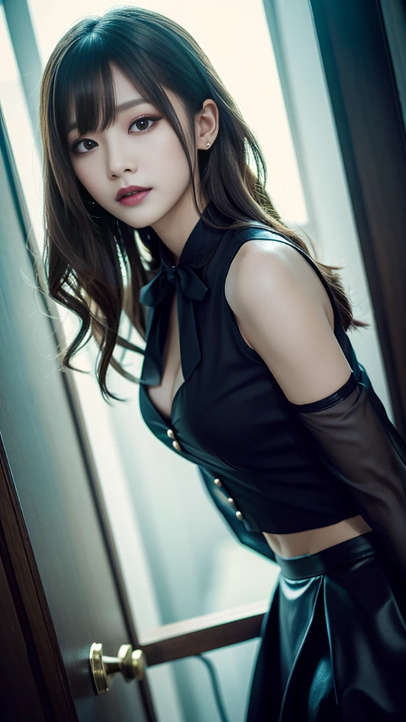 (Detailed skin), (Shiny skin), 8k, Highest quality, masterpiece, Ultra-high resolution, (Realistic:1.4), RAW Photos, (Soft saturation), (Fair skin:1.2), Half-Japanese beauty, 19 years old, Light brown hair, medium hair), (Pretty face:1.4), ((Beautiful lighting:1.3)), (black dress), (Highly detailed face, Highly detailed lips, fine grain, double eyelid, Highly detailed and evenly balanced eyes), (Sharp focus:1.2), ((Full Body Shot)), (Perfect Anatomy:1.3), (Beautiful woman with perfect figure:1.2), (white shirt with collar), ((Random sexy poses:1.2)), Shibuya,