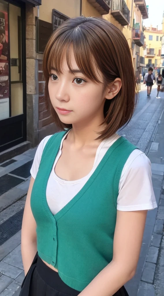 (nude :1.35),(Pink Hair :1.3),((highest quality))、(masterpiece:1.4)、RAW Photos、8k、((Best image quality))、 ((High resolution))、Beautiful face in every detail、Realistic human skin、Gentle expression、(One Woman:1.3 )、Realistic、Photorealistic、(Short hair on the extra belly:1.4)、(Beautiful woman)、(Cute Japanese Girl)、(boyish:1.35)、((mannish))、((Beautiful woman))、(Beautiful Hair)、((Dark brown hair))、(((Red cheeks)))、((sheの目は大きいです))、20 year old beauty、(sheの顔は小さいです:1.7)、Small Head、((Long neck))、White skin、Immaculate skin、With bangs、Everyone longs for、日本のBeautiful woman、eight-headed body、(((date)))、((she))、(necklace)、(Music Festival:1.4)、blue sky、looking at the camera、(Concert T-shirts)、smile、(Larger clothes:1.3)、Happy expression、