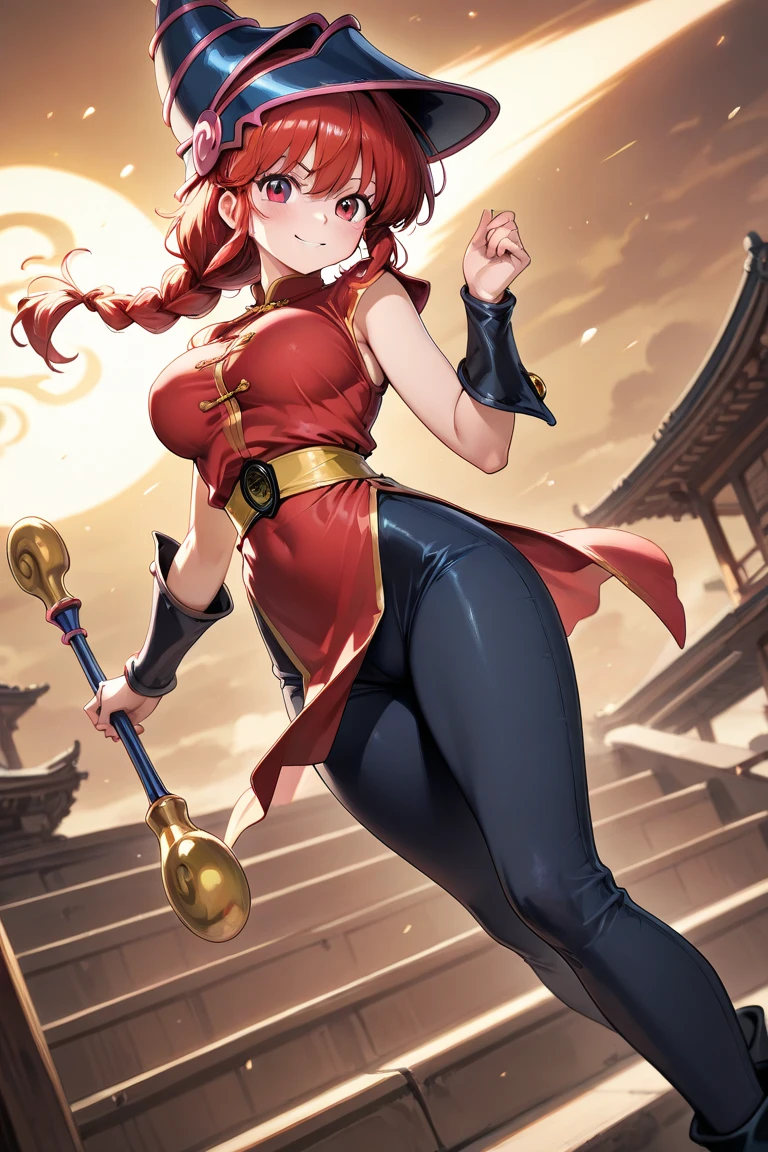 No bra、No underwear、China dress、Do a high kick towards me、Bun Hair、Angry face、Underboob、