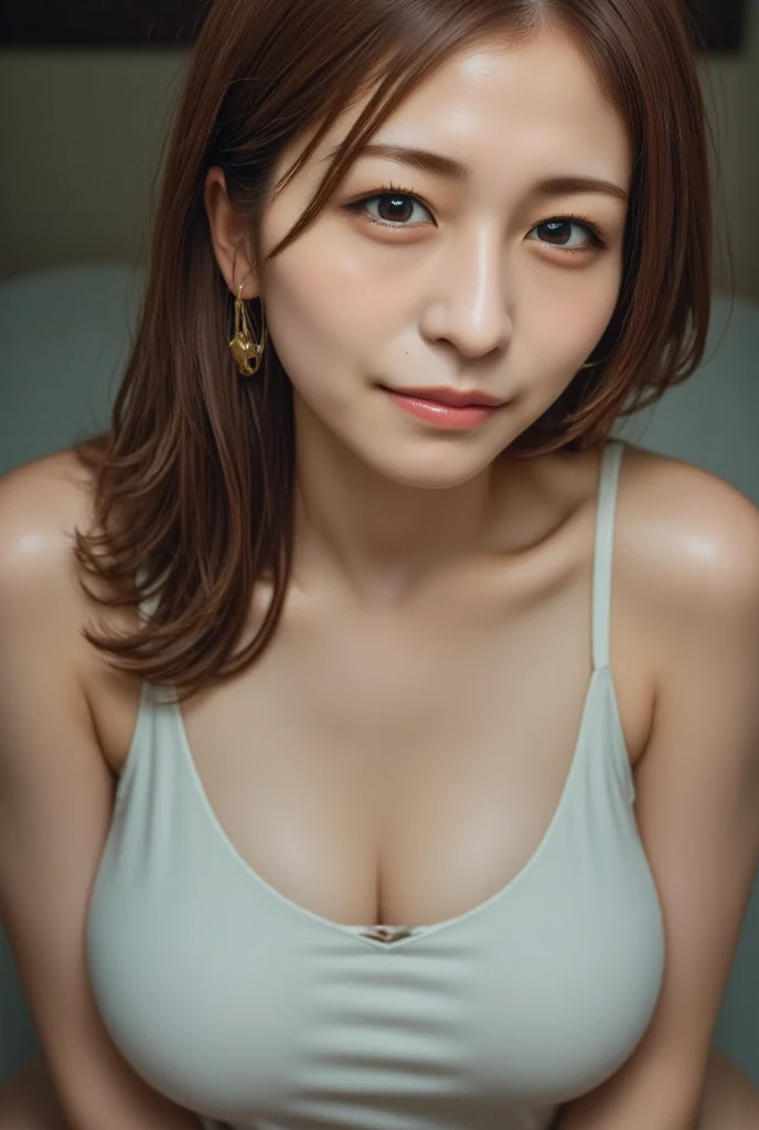 Introducing Gemma, a stunning busty brunette looking sexy af, bare shoulders, big breasts, cleavage