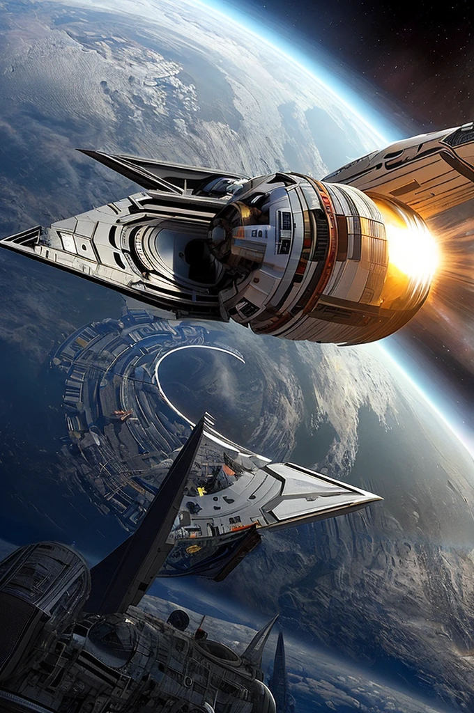 spaceship crashing into planet