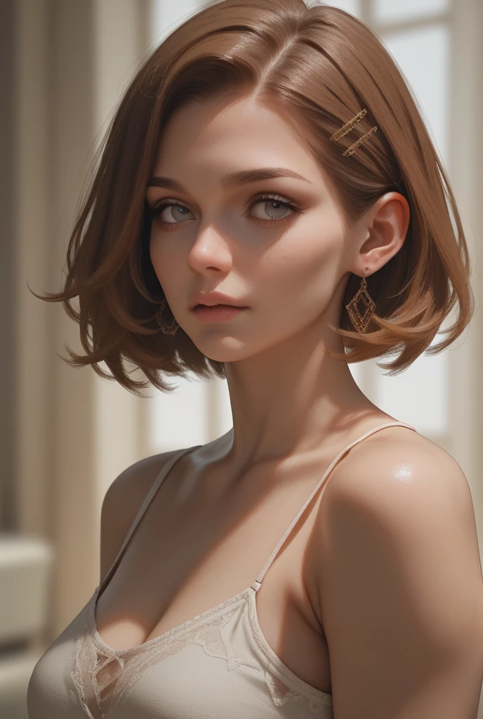 nagatiti, (medium breasts: 1.75), (breast tightness: 1.3), (bimbo 1.25 ), (normal breasts: 1.4), (Realism:1.4), (Realisitc:1.4), (Absurds:1.4), 8K, Ultra-detailed, beautiful detailed mature face,(Solo:1.4), gorgeous short (red honey) hair, (((pixie cut))), , natural skin texture, 24mm, 4k textures, soft cinematic light, adobe lightroom, photolab, hdr, intricate, elegant, highly detailed, sharp focus, ((((cinematic look)))), soothing tones, insane details, intricate details, hyperdetailed, low contrast, soft cinematic light, dim colors, exposure blend, hdr, faded