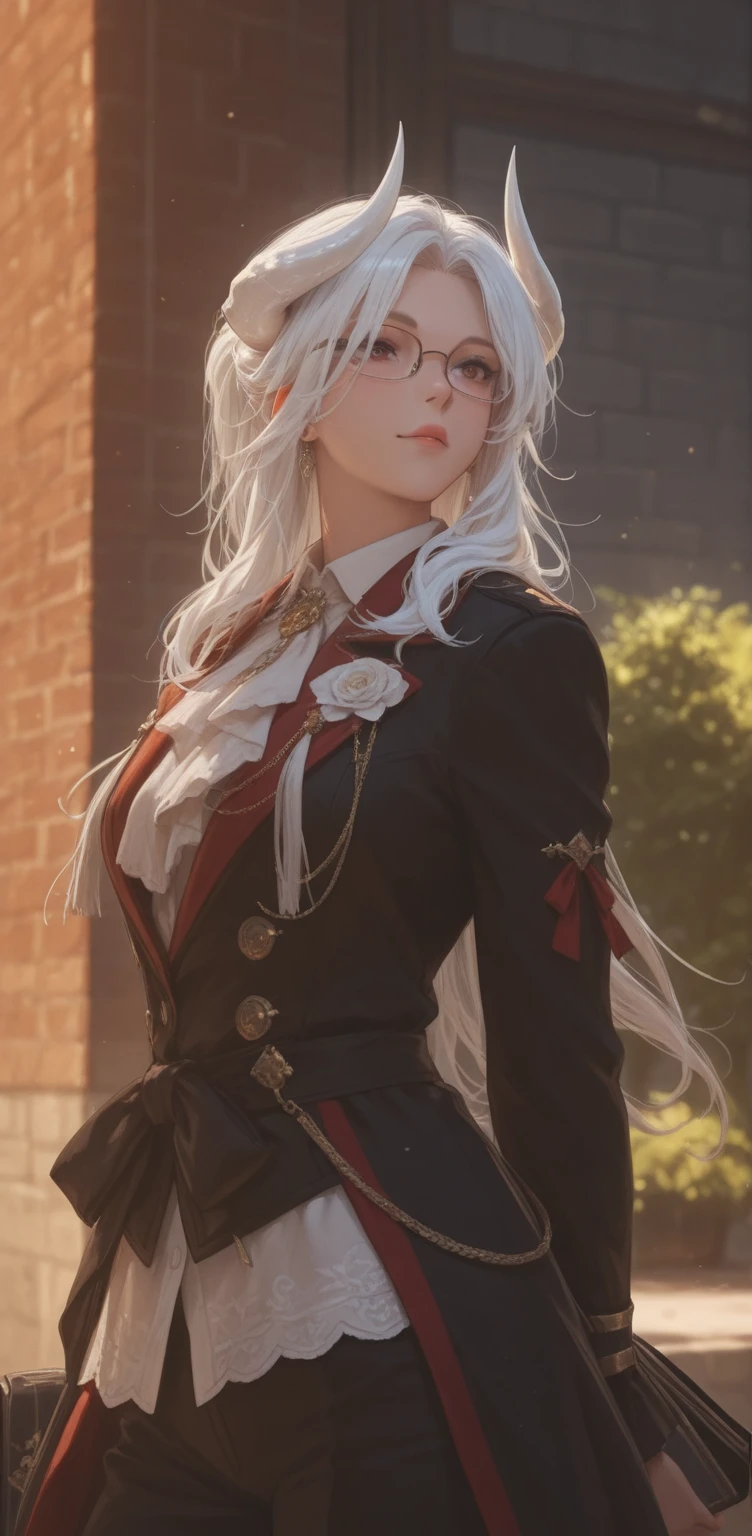 (highest quality:1.2, masterpiece:1.2, High resolution:1.2, olga marie:1.2, Gray-haired beauty:1.2, orange eyed witch:1.2, long hair siren:1.2, long eyelashes:1.2, long sleeve jacket:1.2, red ascot:1.2, dress:1.2, skirt:1.2, stockings:1.2, very long hair:1.2, cowboy shot:1.2,
A mesmerizing portrait of olga marie, Adorned with timeless beauty