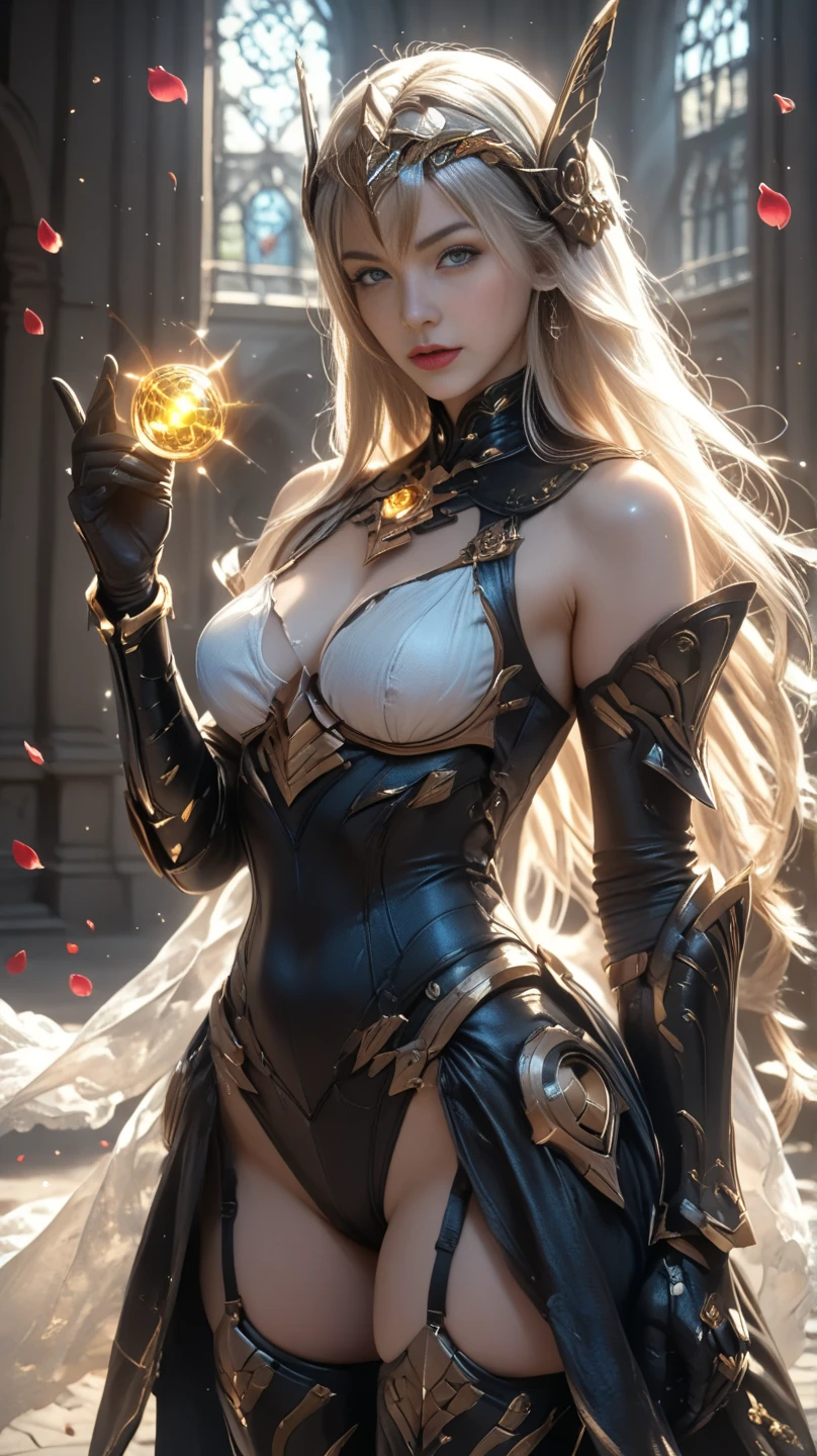 Fine、(The best illustrations)、8k UHD resolution、intricate-detail、top-quality、realisitic、ultra-detailliert、The best lighting、Best Shadows、Soft lighting、Ulutra HD、Ultra-realistic、Tindall Effect、Photorealsitic、(High Detail Skins:1.2)、 (Intricate details, makeup, pureerosface_v1:0.5), (Detailed beautiful delicate face, Detailed beautiful delicate eyes, A perfectly proportioned face, High detailed skin, Detailed skin, best ratio four finger and one thumb, arms below breasts, Tattoo with a red glow under the stomach、Awesome awesome, wide hips, smooth midriff, skiny and thin, __Fashion__, __hair__:1.25)、Digital SLR、 absurd realistic work: 1.3), (max resolution: 1.2), (Ultra HDTV: 1.2), cinematric light, Detailed eyes and skin, detailed facial features, , (Sharp Focus: 1.2), (Focus on Face:1.2),Perfect Style, Beautiful face, acurate, Anatomically correct, Highly detailed face and skin texture, Detailed eyes, Double eyelids, Thin eyebrows, Glitter Eyeliner: 1 Natural cheeks, Glossy skin, Fair skin: 1.2, (Glossy lips: 1.4),(Shy look: 1.2),Highly detailed facial and skin texture, Detailed eyes, Double eyelids, Natural cheeks, shiny lips: 1.4,Exposed cleavage、Bewitching。a 、Seductive、Chest emphasis、((((Huge glasses, Otaku Glasses, thick glasses, Round glasses)))),The long-haired、Braid hair、Ponytail distortion、, Ponytail with a bow tied at the back of the hair, huge solemn expression、Body Up、Big breasts emphasis, Super tight breasts, Breast augmentation surgery, The breasts are very big and round and round,Toned waist、 Meet beautiful girls, Look at the girl's body, In the Dark、Bat Wings,(((small demonic horns)))、(Devil's Tail)、(Detailed spooky backgrounds:0.8)、demon girls,wear armor made of skeletons,Long grey hair,Beautiful and delicate skull decoration and fluorescent green magic sword that shines red,emits eerie demonic flames,Contour light,green flash particles,translucent magic sword,waist guard, hand guards, veils, Holding a Long Sword in front of Body, Ancient Chinese style, Night, dramatic compositions, Sword qi surrounding, Super detailed goddess of war, (Dynamic Posture: 1.3), Thick armor reveals the heart of the conflict, (Fine detail), radiant light, Powerful light area, (armor of historical importance:1.2), glittering metal armor, (Magic symbols shine on armor:1.3), (Magical magic swirled around her:1.3), Long white hair waving in the wind in every detail, Detailed weapon holding, (Sharp sword, Radiant:1.3), ((Silver armor)), (intense expression:1.1), (Its light is、Highlighting her dominance and rebirth behind the scenes:1.4), (Wisdom and Rebirth:1.2), (Strong stance:1.2), (Overwhelming mystical power:1.2), (Sparkling sweat:1.1), armor decorated with jewels, (The contrast between silver and gold:1.3),wear armor made of skeletons、There was a woman in armor with a sword and helmet......, cute female knight,Beautiful knight, Portrait of a female paladin, girl in knight armor, Female knight wearing skeleton armor, Impressive armor, female paladin, Red Eyes, Vampire tooth fangs, Boolean surface, Blood from the mouth, Smirk,Bat Wings, Scary smile, Psychopath smile, Psychopath smile, Scary, Oral Opem, Angry eyes, Vampire, Dark sky background, Red + Blue + Green, Shining red moon、, Sexy light yellow nightgown, long to, A thin nightgown of a saint with lots of exciting black lace details was felt, The legend of the holy goddess, Saint Icon, Elegant glitter beautiful saint style, dark and mysterious version, Holy Female Crown, royal ceremony, Jewel Tiara, The red and gold sparks are dazzling, royal emblem, golden scepter, Golden Rays,energy ball between hands、energy balls flying around、spark of light、explosions、Flame Magic、