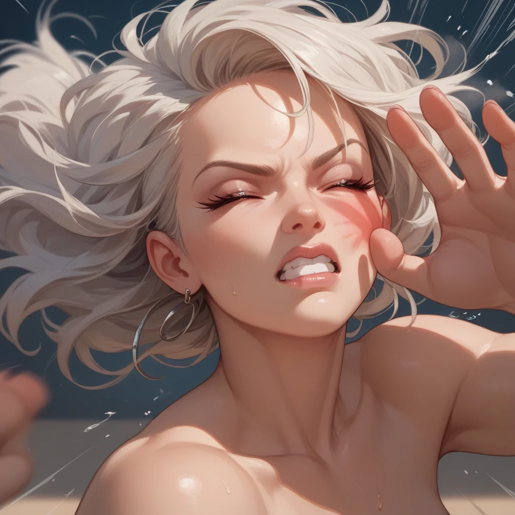 (  pov_strangling:1.3) , young   nude Charlize Theron school girl, skinny:1.3,solo focus,(pov:1.1),(blush,open mouth,closed eyes, frightened:1.2, crying), correct arms, correct fingers, deserted beach on Bala