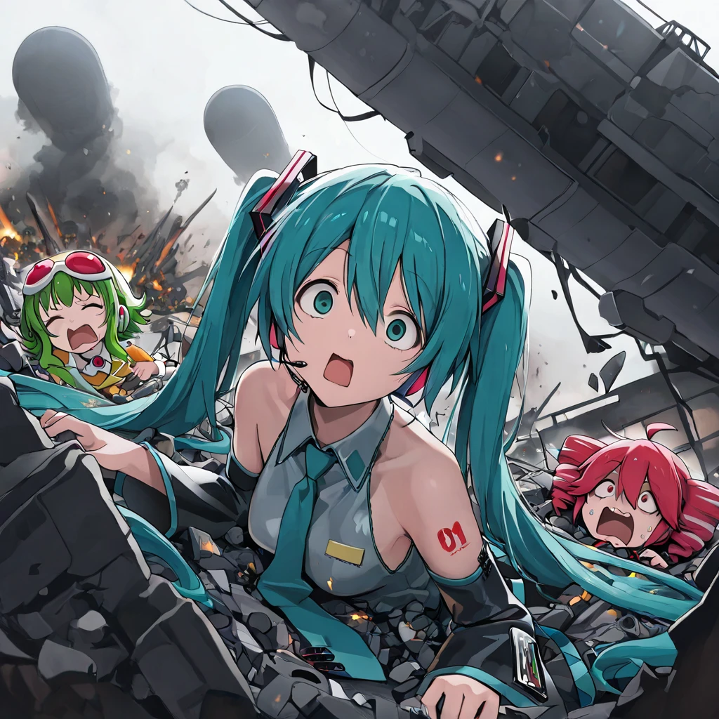 An anime catgirl in a bikini gleefully rides on the turret of a huge armored tank that matches the color scheme of her bikini, streets of tokyo
