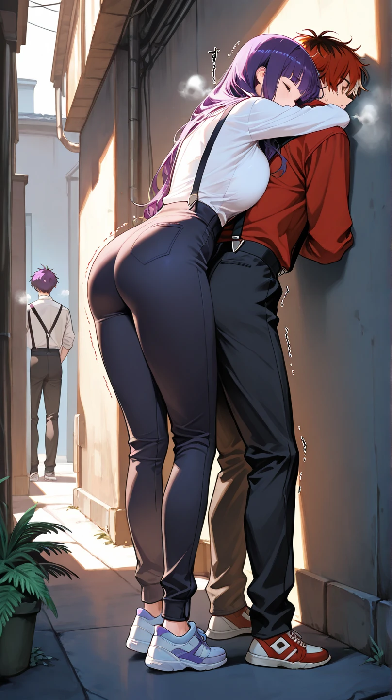 Masterpiece, best quality, Masterpiece, best quality, 1 woman , brown skin , blonde hair , sly face , naked , big breasts , abdomen , 1 man , black hair , School uniform , molest
