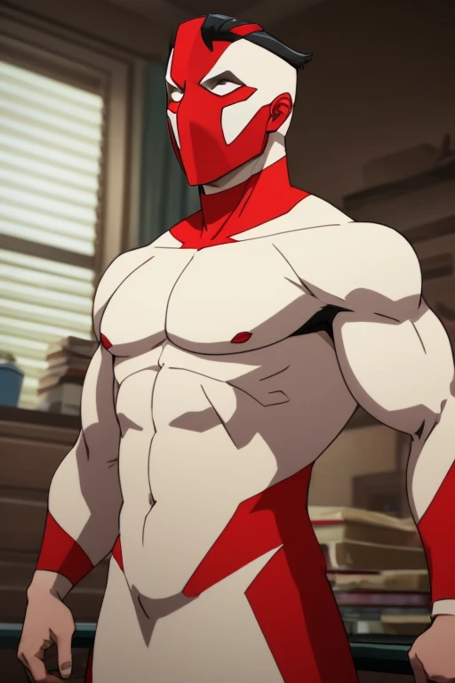 masterpiece, best quality, 1boy, omniman, black hair,  short hair, blue eyes, mustache, solo, sketch, simple background , nicebulge , , torn clothes, bursting clothes , Wet with  ,  in clothes , full body