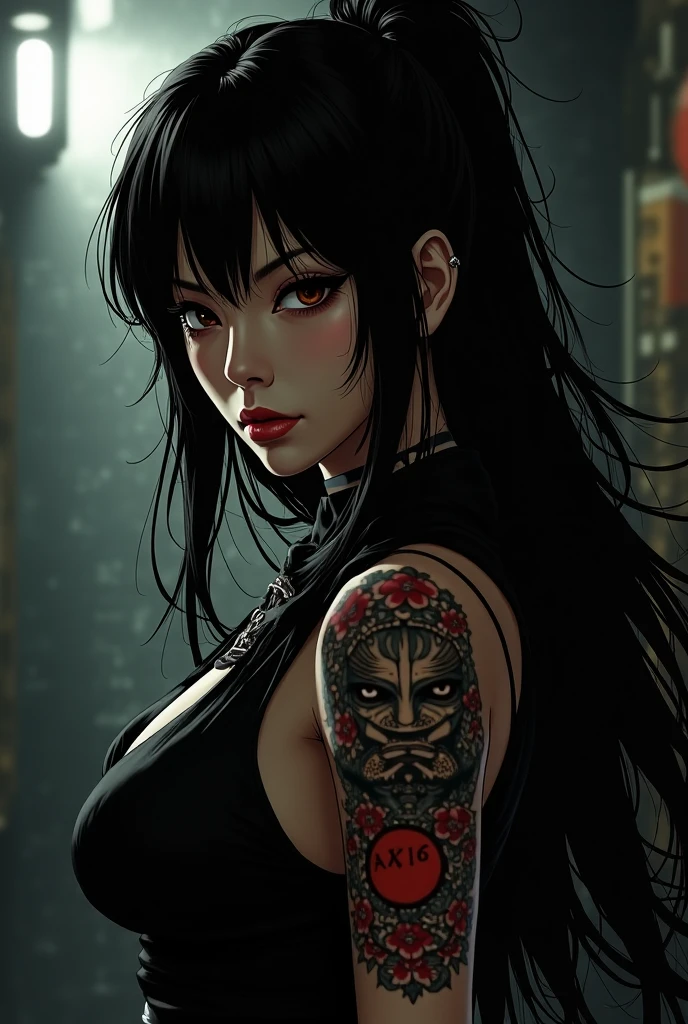 anime girl with black hair and leather outfit posing in front of a full moon, beautiful alluring anime woman, gothic maiden anime girl, dark fantasy style art, anime woman, seductive anime girl, beautiful anime woman, anime fantasy artwork, gothic fantasy art, portrait ninja gaiden girl, jet black haired cyberpunk girl, fantasy woman, female cyberpunk anime girl, beautiful avatar pictures