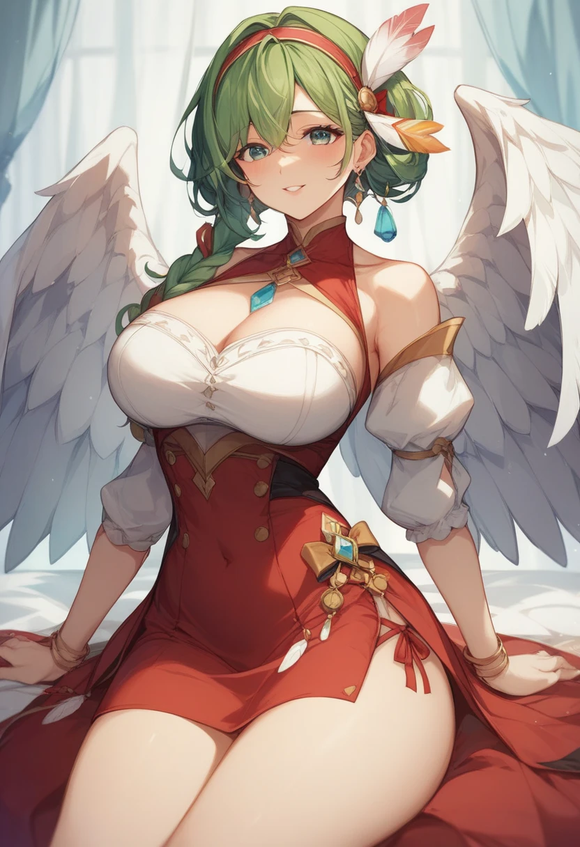 masterpiece, best quality, ultra-detailed, glistening shiny, glowing light, ray tracing, HDR, (perfect face, detailed face, detailed eyes), 8k,HD,ultra realistic face, ray tracing, perfect lighting, best quality, ultra-detailed, High resolution, Full body, Description Girls, detail hands, Detail fingers, Detail Face, cute face, detail legs, overdetailed art, Fine details, (silver hair), purple eyes, ((wavy hair)), (bobcut), (medium breast), (huge ass), oily skin, red miniskirt, (tights), (breast plate armor), pose provocatively, angry, ((angel)), (white wings), town