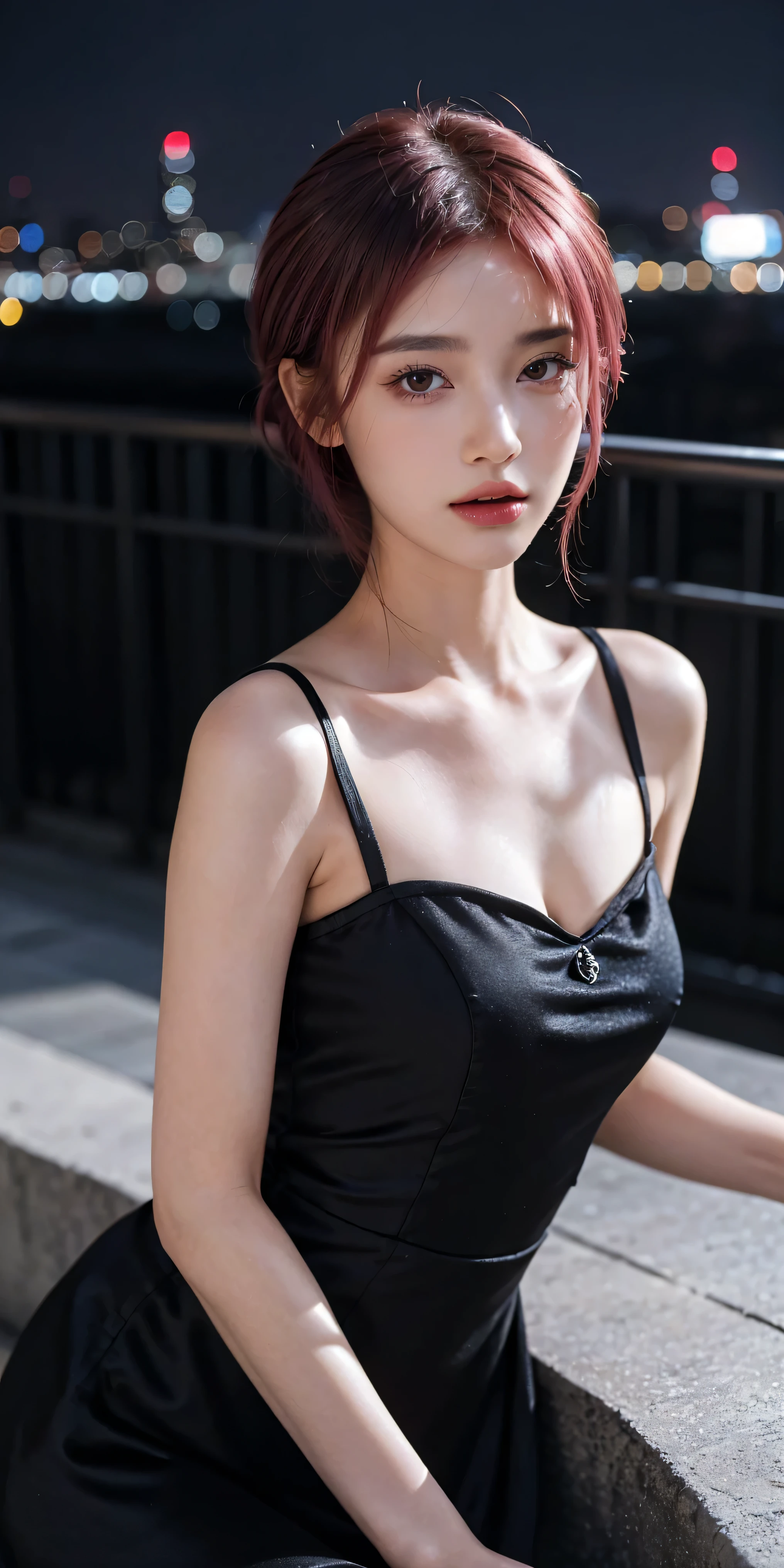 masterpiece, Best quality, 16 years, very skinny girl, in a short white dress, black tights, red panties, Long red hair, Bright makeup, wet clothes, wet body, wet hair, sitting in a puddle, eyes crossed, rolls his eyes, tongue out, orgasm, Fox ears, drops of sperm on clothes, drops of sperm on face, eats a banana