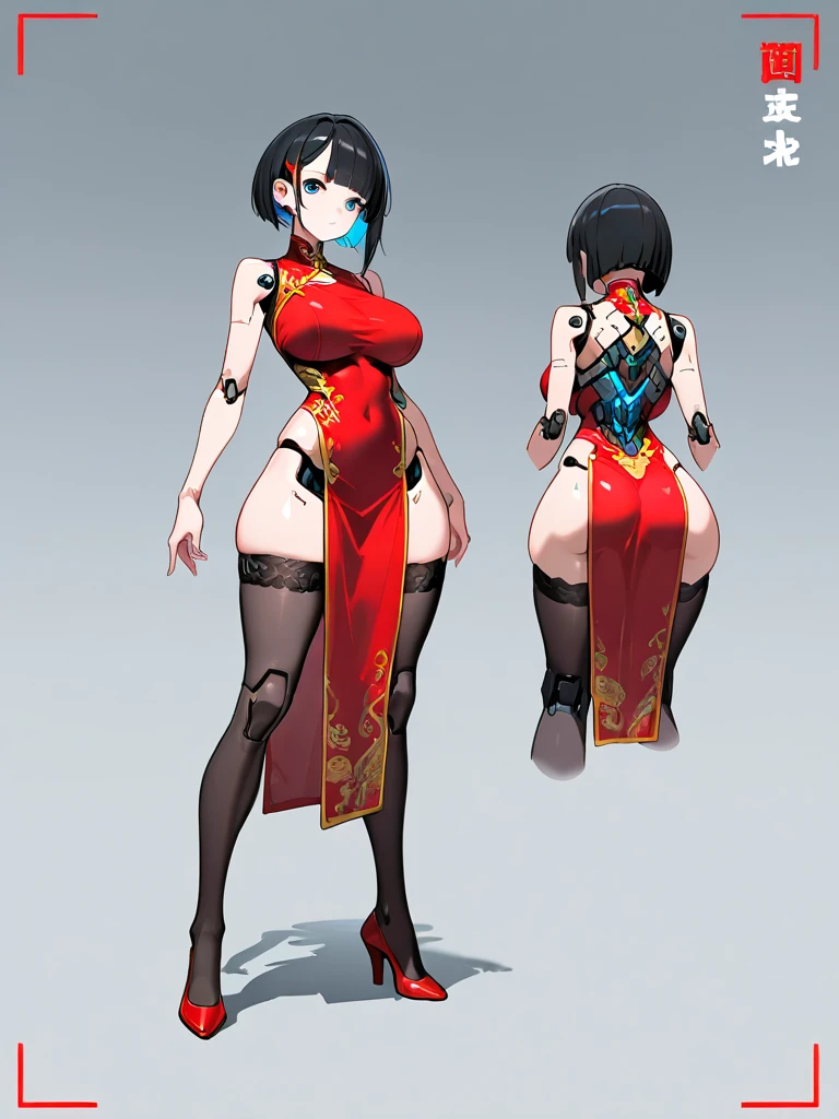 1 female martial artist,Wear a kung fu suit,naked leg,high-heels,Carry a fist,concept-art,full bodyesbian,The front of the same character, Side, back,(tmasterpiece:1.2),(best qualtiy:1.3),standing on your feet