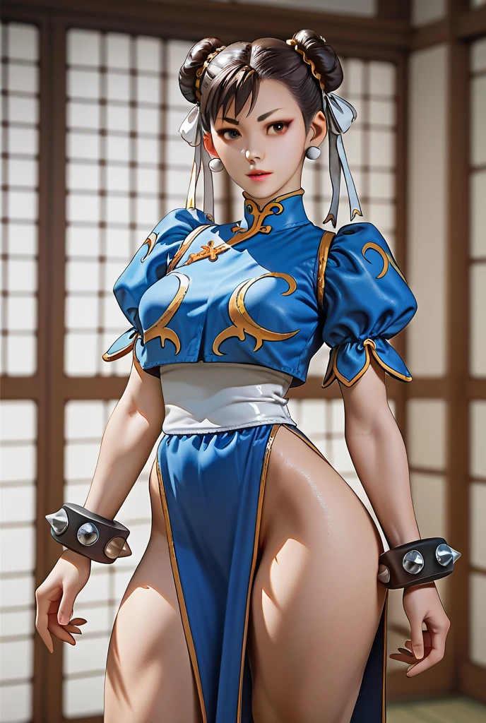 Chun Li young naked  showing her pussy with her breasts exposed 