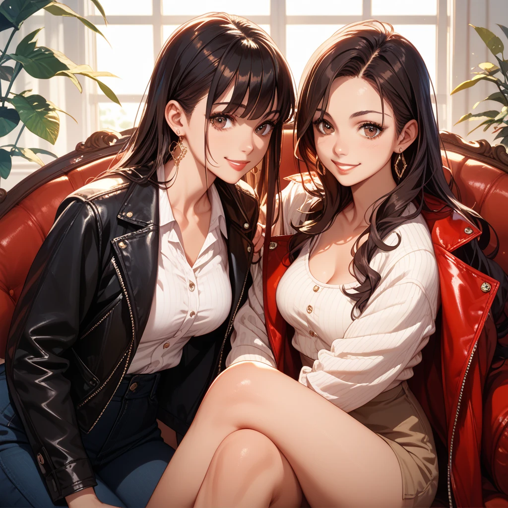 ((Realistic: 1.5)),((Best quality)), ((Masterpiece)),((Detailed)), A beautiful woman, Brown hair, Eyes of different colors, focus onface, Bold, Long legs, curves, Small breasts, Formal shirts, Wide hips, Long eyelashes, Paint near the mouth, Red lipstick, Sit in an executive chair, Bring a notepad, Executive Room