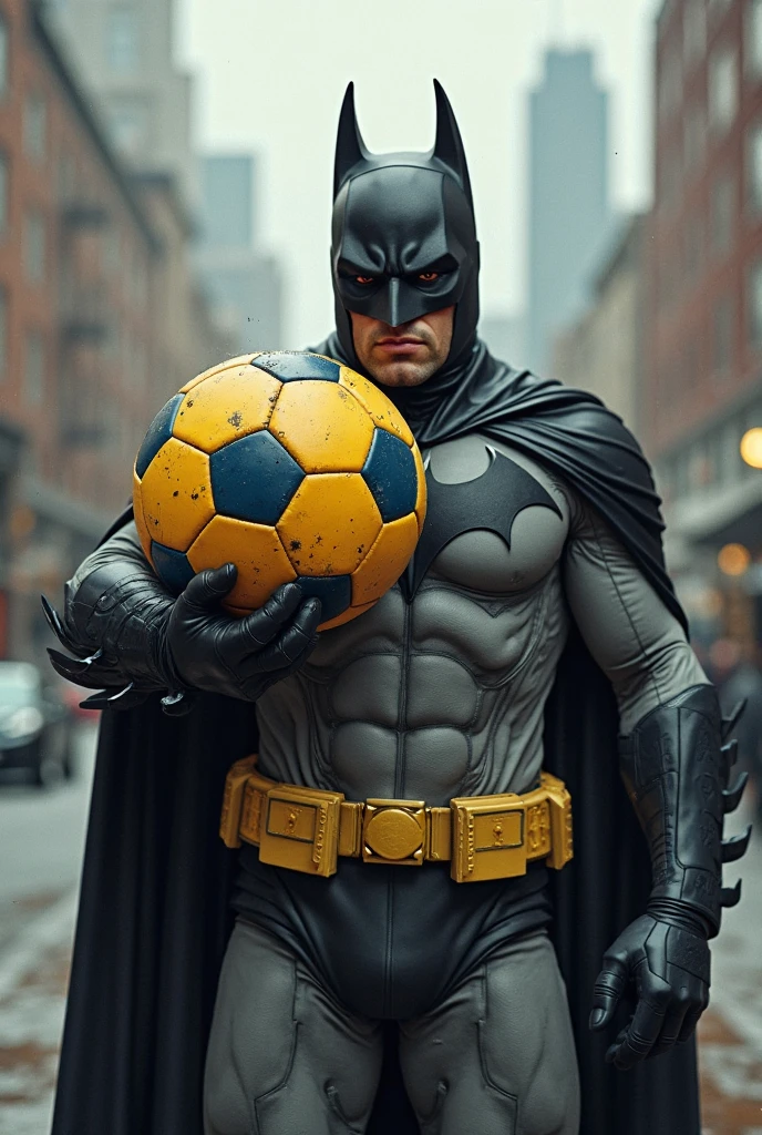 A Batman dressed in a football player outfit