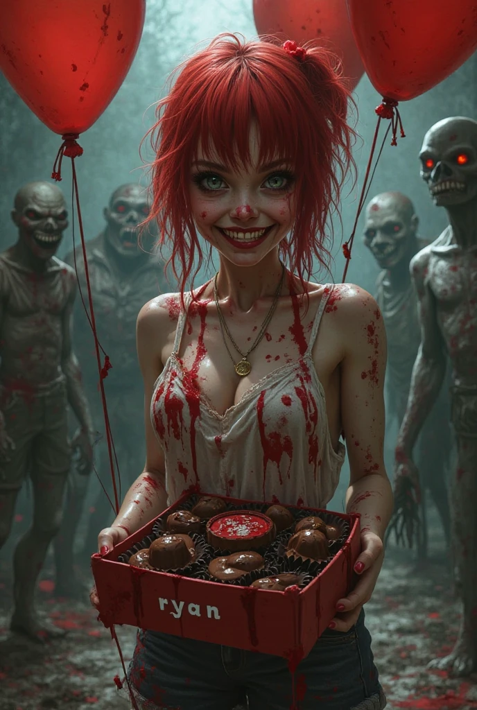 a portrait of a female vampire eating a bloody donut, an exotic exquisite beautiful female vampire, dynamic hair color, wavy hair, dynamic eyes color, (glowing  eyes: 1.3), intense eyes, wearing glamour silk dress, intricate detailed dress, dynamic color dress, dynamic style dress, (eating  a large donut soaked with blood: 1.3), blood dripping from the donut, dark fantasy pastry shop background,  vibrant, Ultra-high resolution, High Contrast, (masterpiece:1.5), highest quality, Best aesthetics), best details, best quality, highres, 16k, [ultra detailed], masterpiece, best quality, (extremely detailed) RAW, (ultra details, Masterpiece, best quality),   Dark Art Painting Style, Intense gaze, blood
