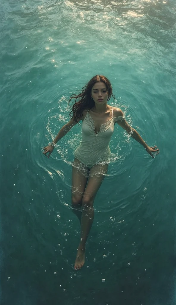 Hermosa mujer caminando maravillosamente bajo el agua con el sol resaltando su rostro,calidad superior, 1girll, Cabello largo, Cara hermosa, She is in deep sea in light etereal dress, solamente, vestido volador, cabello disperso en el mar, Create the most beautiful woman image., brown skin, tipo egipcio, Compared to South Americoa, Creel, Beautiful teen girl is the most beautiful., Pretty girl, mujer bonita, arte (imagen:1.3), (estilo de portada:1.3), modaab, Mujer, vibrante, vestimenta eterea, posing in a dramatic pond, volando como waifu, Frente, De color, fondo, asombroso, magica, trendy, moda, Cara detallada, piel impecable, ojos detallados, ojos perfectos, joven sexy, full body shoot, Bajo el oceano, rodeado de mar, dramatic bokeh, resplandor que fluye, parcialmente vestida, FilmGirl, beautiful little girl, pose sexy, pose de waifu, light through water, Field with beautiful aquatic flowers (Escote de primer plano), meditar, Zazen, Un meditativo (Pintura de paisaje chino), (pintura a tinta y acuarela), (Fondo de pantalla de 8k), (Efecto de luces y sombras), renderizado por Octane, White balance design, Extremely detailed image rendering, wide angles, Profundidad de campos, obra maestra, realista, bellamente retratado, Un detallado, preciso, obras maestras, obra maestra", caudas blancas, Submarino, sumergido, cabello desordenado que fluye bajo el agua, volando sumergido, nadando bajo el mar, volando bajo el mar, libre como un pez, tratando de alcanzar el fondo, tratando de alcanzar la superficie, Full body session, todo el cuerpo perfecto, luces de afilado, Hora dorada, cabello muy largo y sexy, cabello desordenado y extralargo, pelo tan largo como su el cuerpo, espuma blanca, bokeh, undersea bokeh, abismal, bokeh, abism, semi nude, hermoso escote, volando dentro del oceano, cabello mas largo que su cuerpo