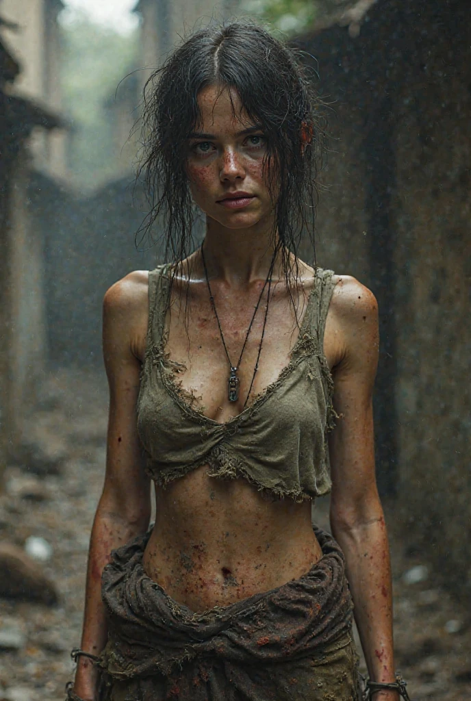 The bony woman with clothes