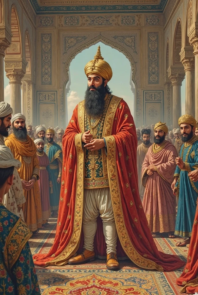 Image: Babur overseeing the reconstruction and administration of newly acquired territories, including the cities of Delhi and Agra. Depict scenes of diplomacy, building alliances, and integrating regional leaders.
