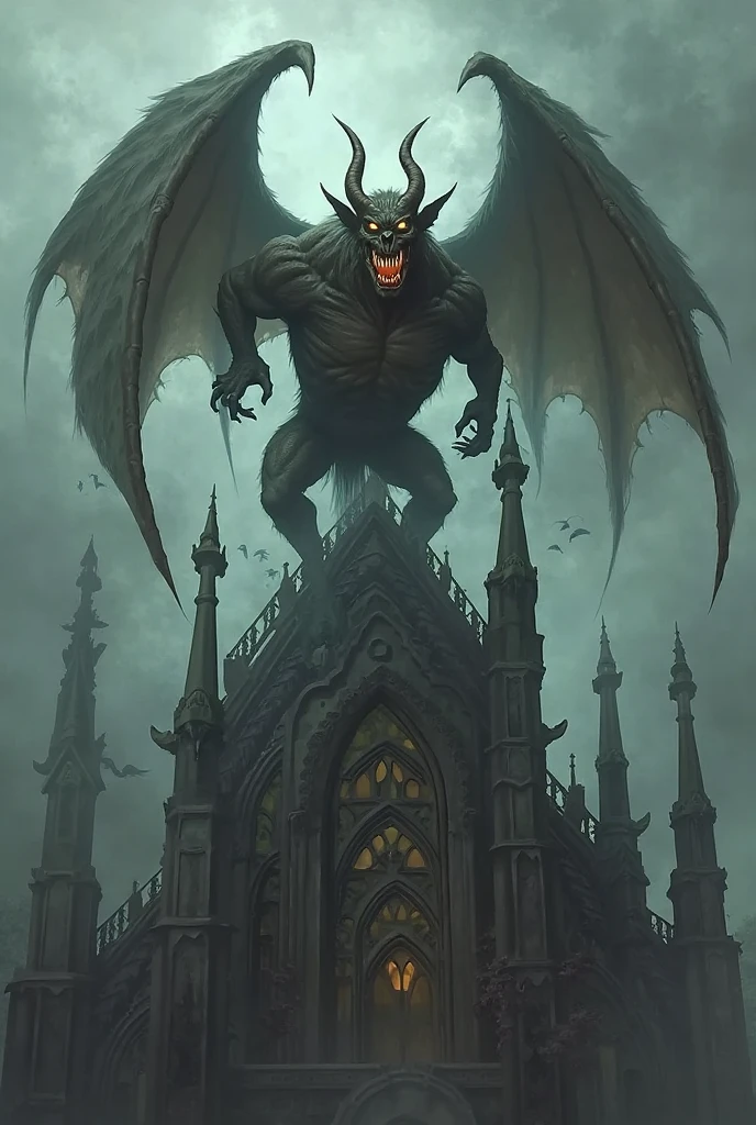 (best quality, highres), stone gargoyle, meditating, on top of the Notre Dame, gloomy atmosphere, in the rain, dark night, lightning and thunder, perched on a ledge, dim light, guardian, monastery