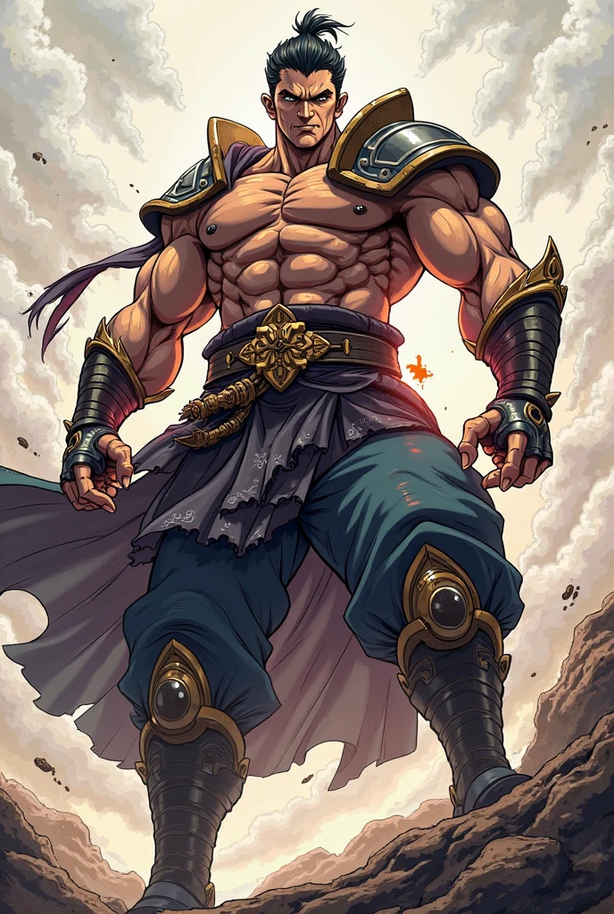 concept of a new Street Fighter series human character, full body height, wearing sleek, segmented armor that mimics an armadillo's shell. The armor is intricately designed with swirls and ancient patterns, covering his chest, shoulders, and upper arms, armadillo's head helmet with small curved horns. lower body featured dark fabric and armored plates