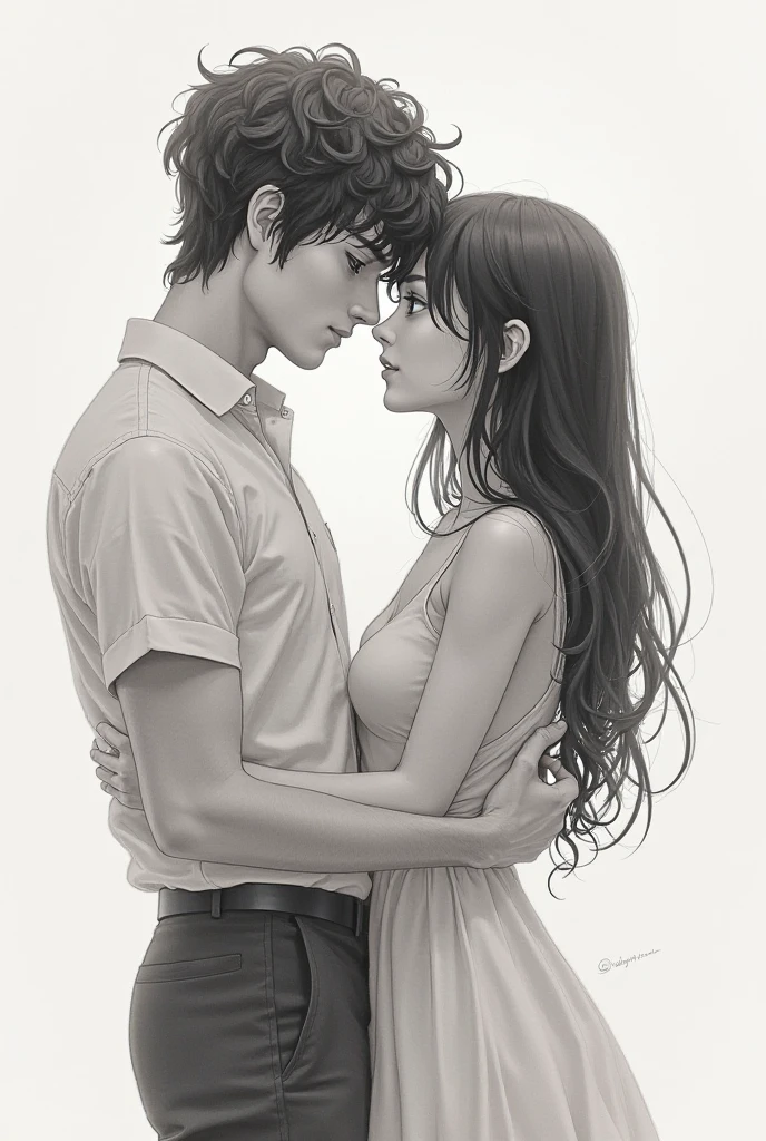 A drawing of two souls lost in love