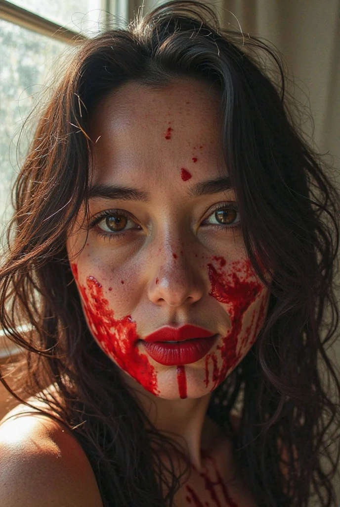 A woman had one eye gouged out and blood was flowing all over her face.