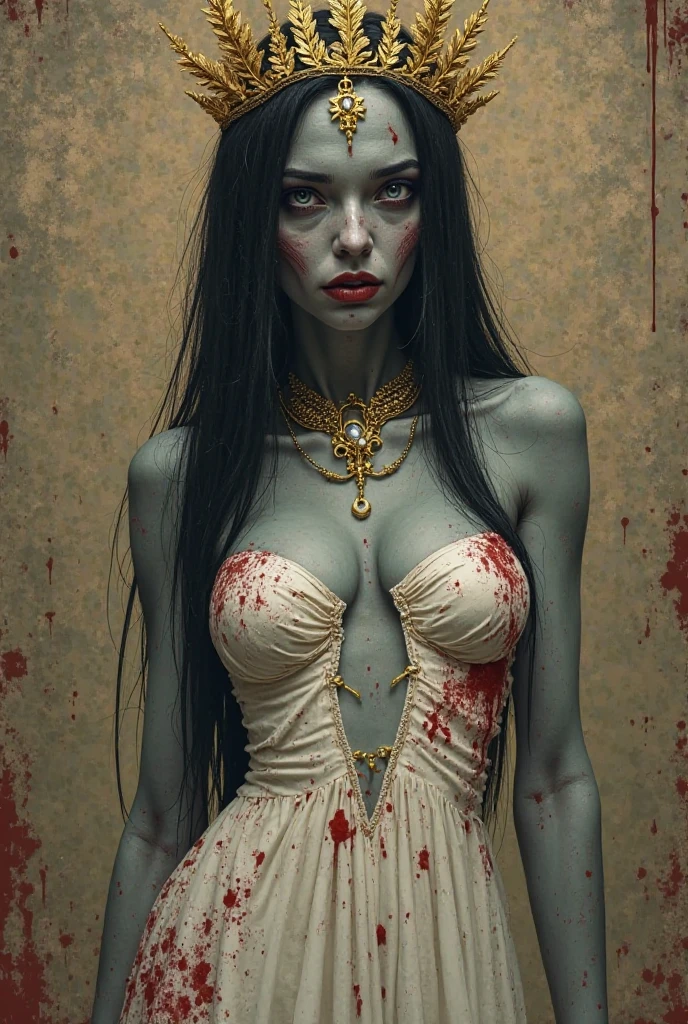 Hisako, grey skin, long hair, white pupils, scars, glowing eyes, black sclera,
red kimono with floral print, off shoulder, torn clothes, serious, cleavage,
looking at viewer, standing,
(insanely detailed, beautiful detailed face, masterpiece, best quality) cinematic lighting, solo <lora:Hisako-11KIv9:1> <lora:epi_noiseoffset2:1>
BREAK
outdoors, japanese ghost village, night sky, raytracing <lora:add_detail:1>
BREAK
<lora:vergvoktre_finetuned:1> by vergvoktre, dramatic, gritty, nightmare, intricate details, hyperdetailed, cinematic, dark shot, film grainy, soothing tones, muted colors, technicolor
