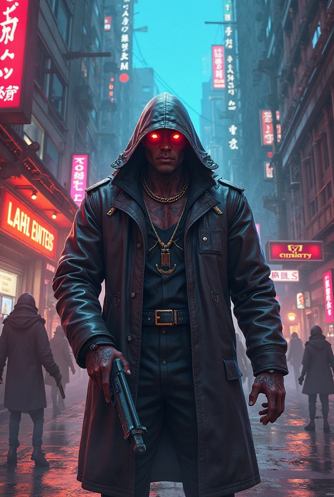 cyberpunk style, <lora:add_detail:0.5>, <lora:FZB_line_weights:0.4>, <lora:realistic:0.1>, <lora:sharpen-soften:-0.1>,
(1man, muscular adult ukrainian male:1.2), dark brown eyes, ginger hair, low-fade,
looking up, solo, upper body, detailed background, dark city, advanced technology, neon signs, tall buildings, <lora:CyberPunkAI:0.6>, CyberpunkAI theme, smirking, assassins creed, initiate assassin, black rugged assassin clothes, topless male, capelet, undercover, dynamic pose, running, sewers in background, floating particles, wind,, neon, dystopian, futuristic, digital, vibrant, detailed, high contrast, reminiscent of cyberpunk genre