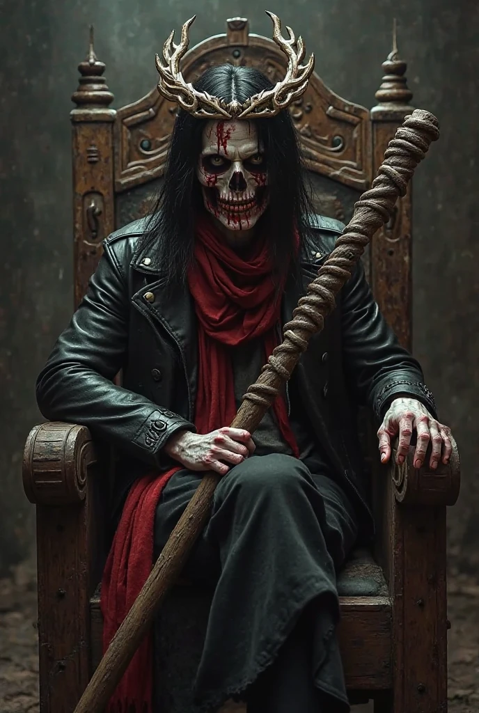 Indian para force skeleton holding knife with blood in its mouth
