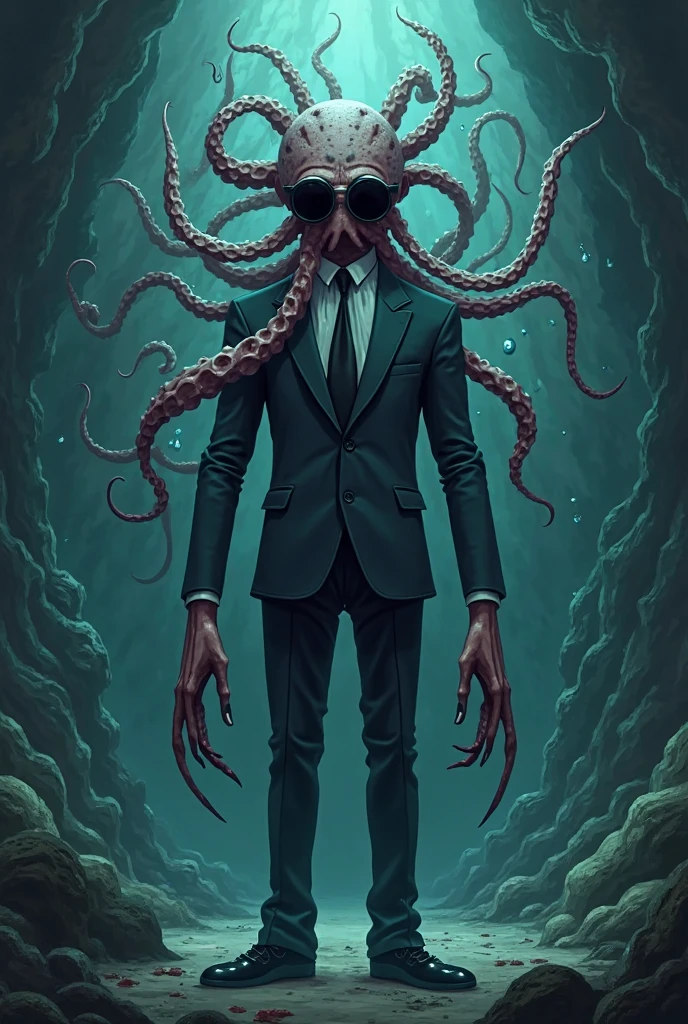 (photorealism:1.2), octopus grabs a man in black and white clipart